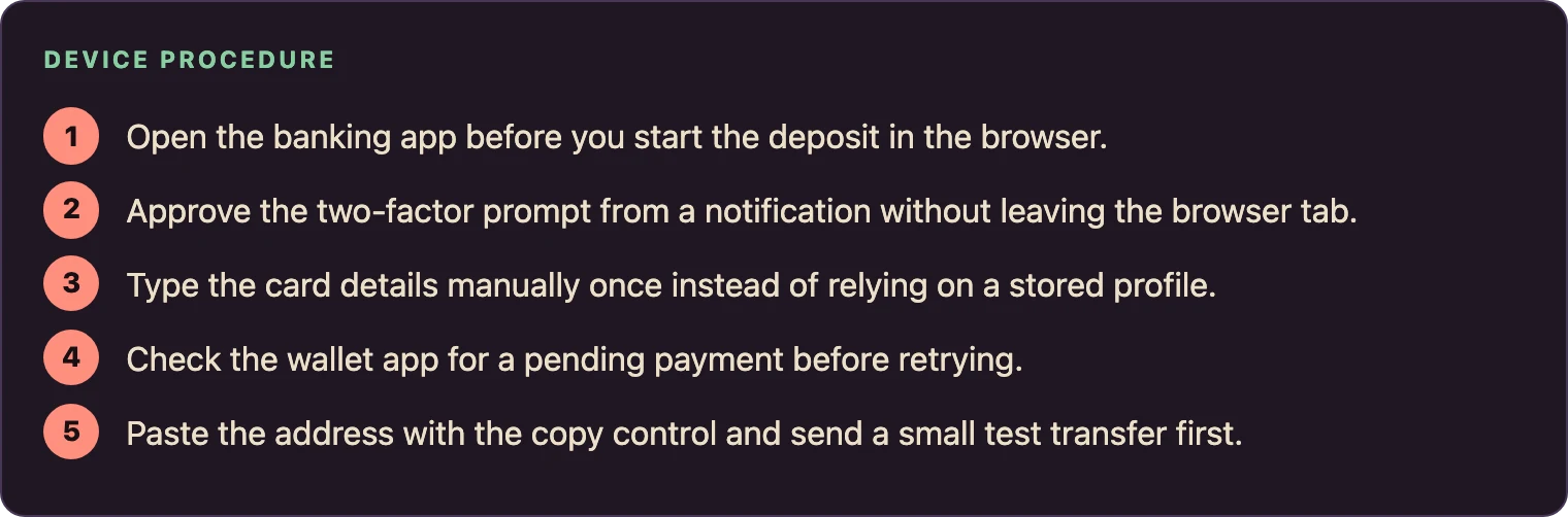 Steps for starting a deposit with the banking app already open